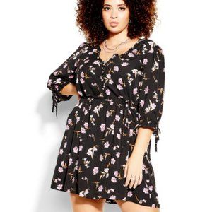 NWT City Chic CCX Fresh Posy Dress - black 24